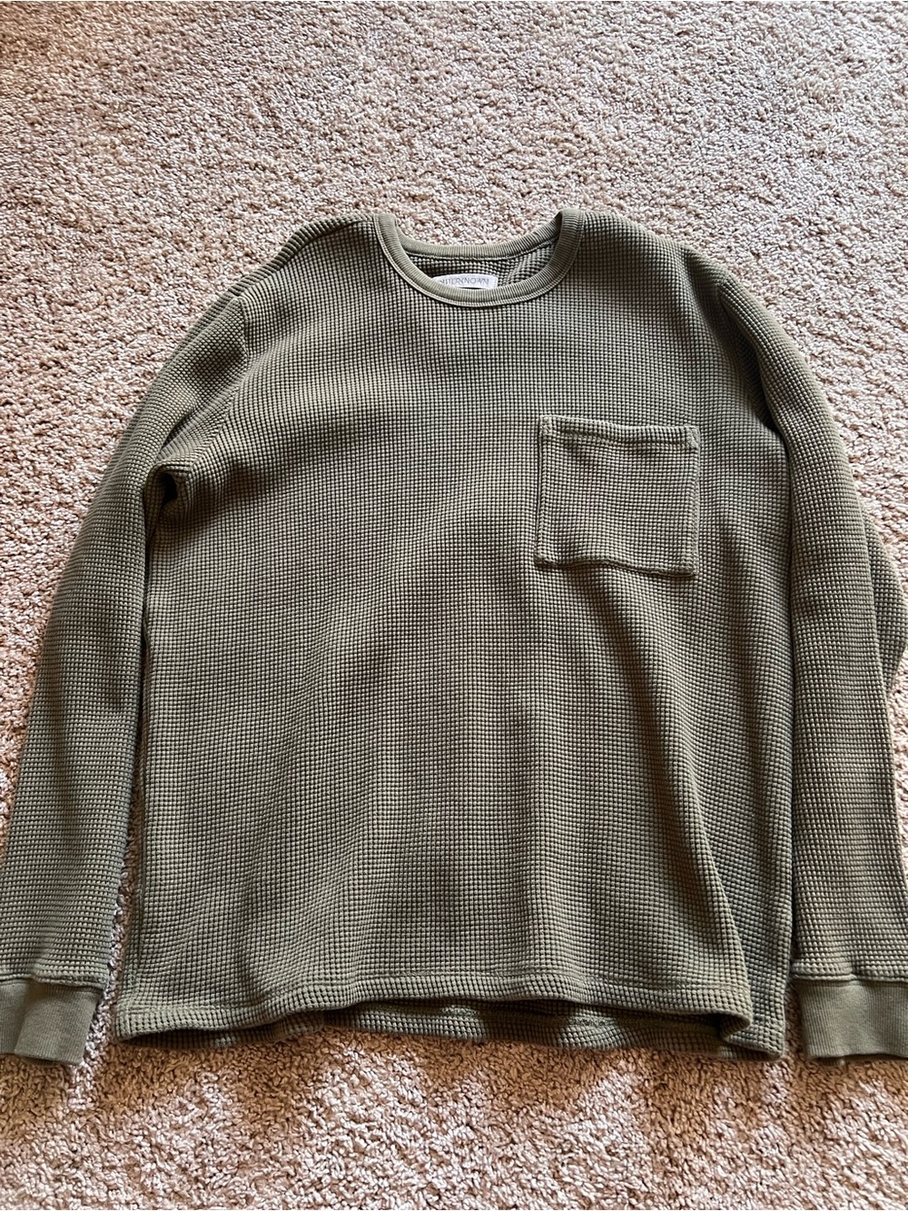 Outerknown Olive Green Waffle Crew Tee